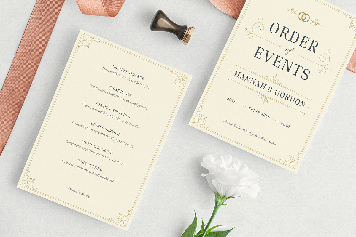 Wedding Order of Events Template, a Stationery Template by Vasya Kobelev (Photo 2 of 7)