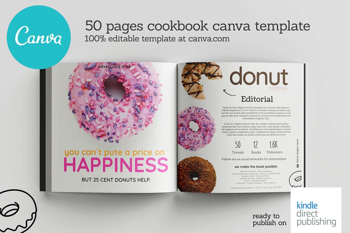 Square Donuts Recipes Canva Template, a Templates & Theme by DeLaGranSiete (Photo 3 of 12)