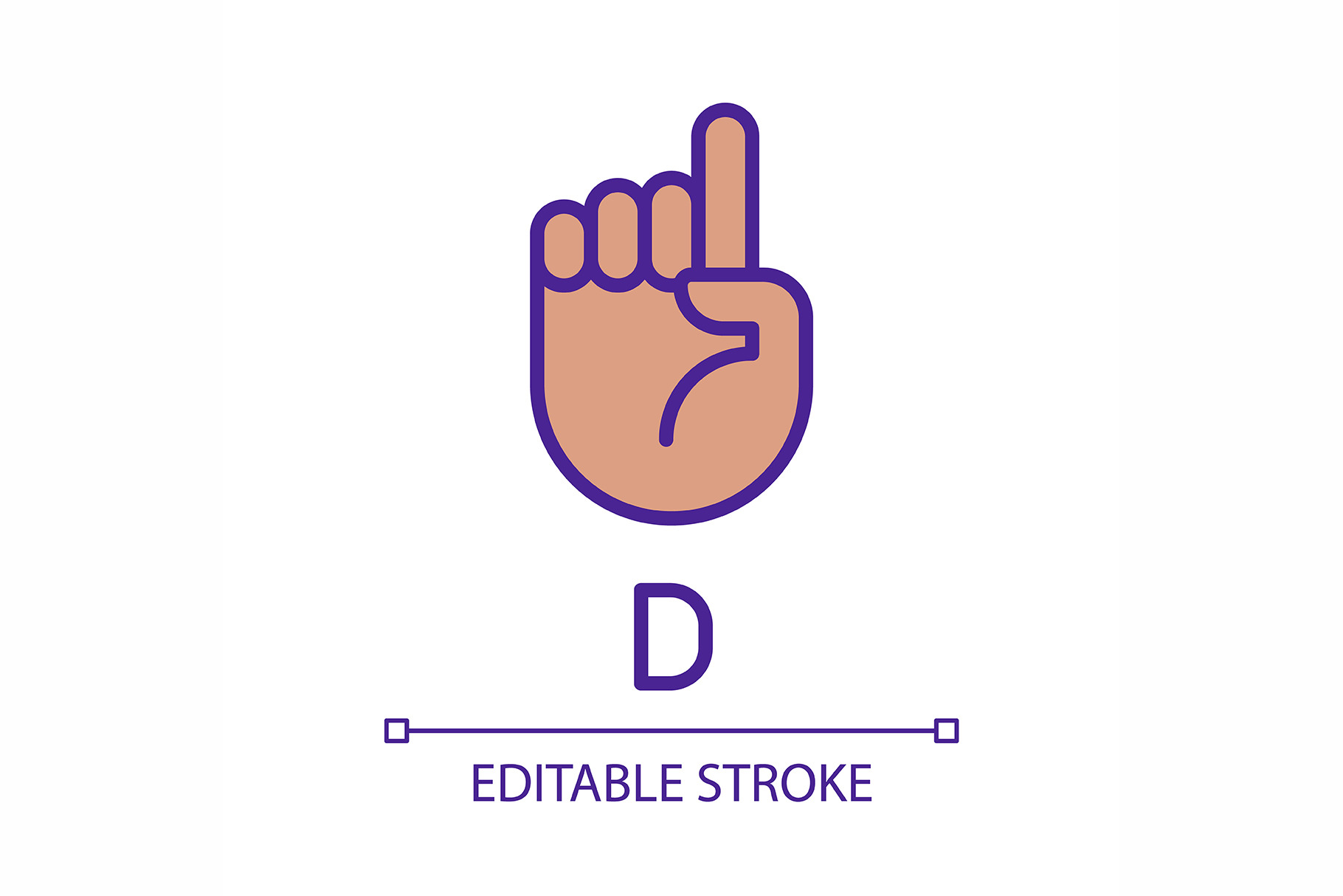Signing letter D in ASL pixel perfec, an Outline Icon by IMG Visuals