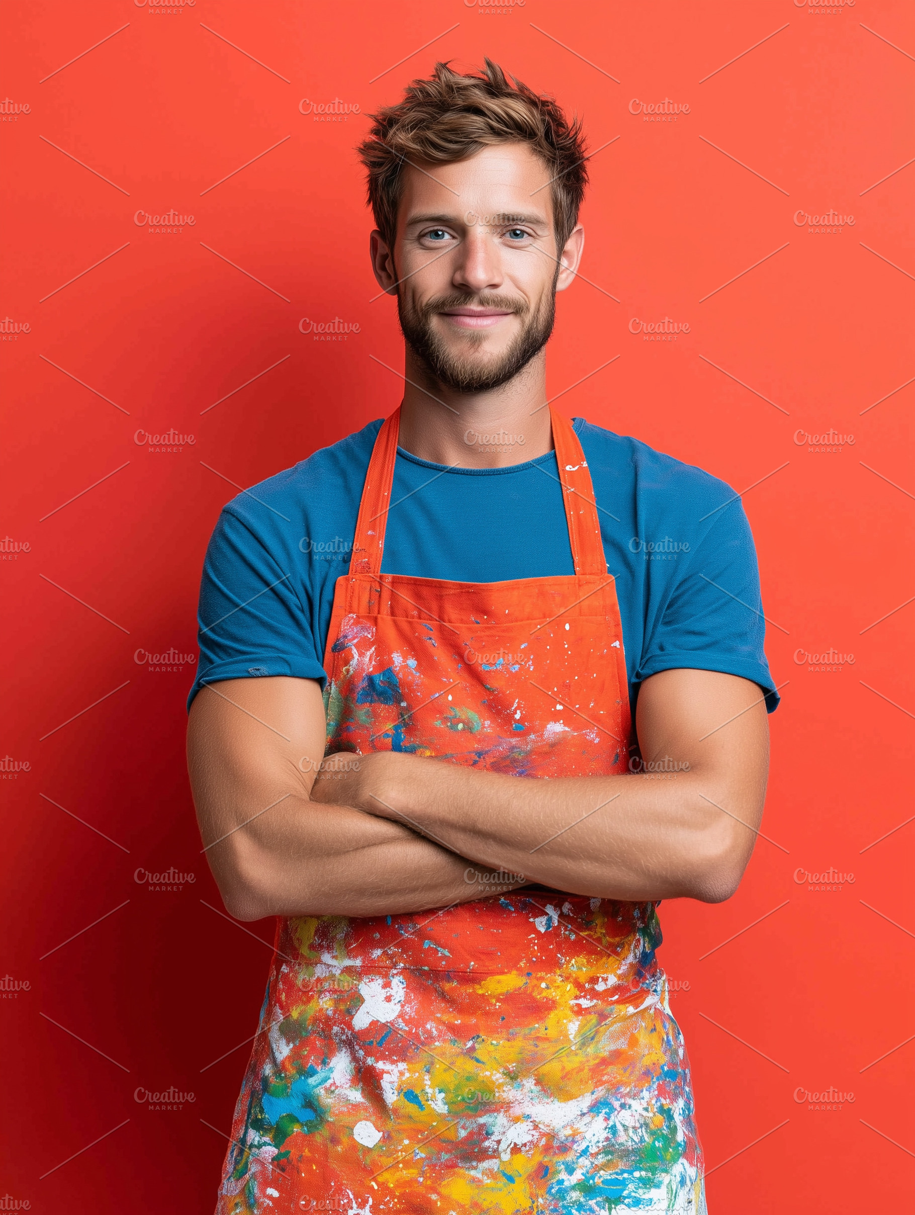 Portrait of a smiling young painter, a Person Photo by MistyDay