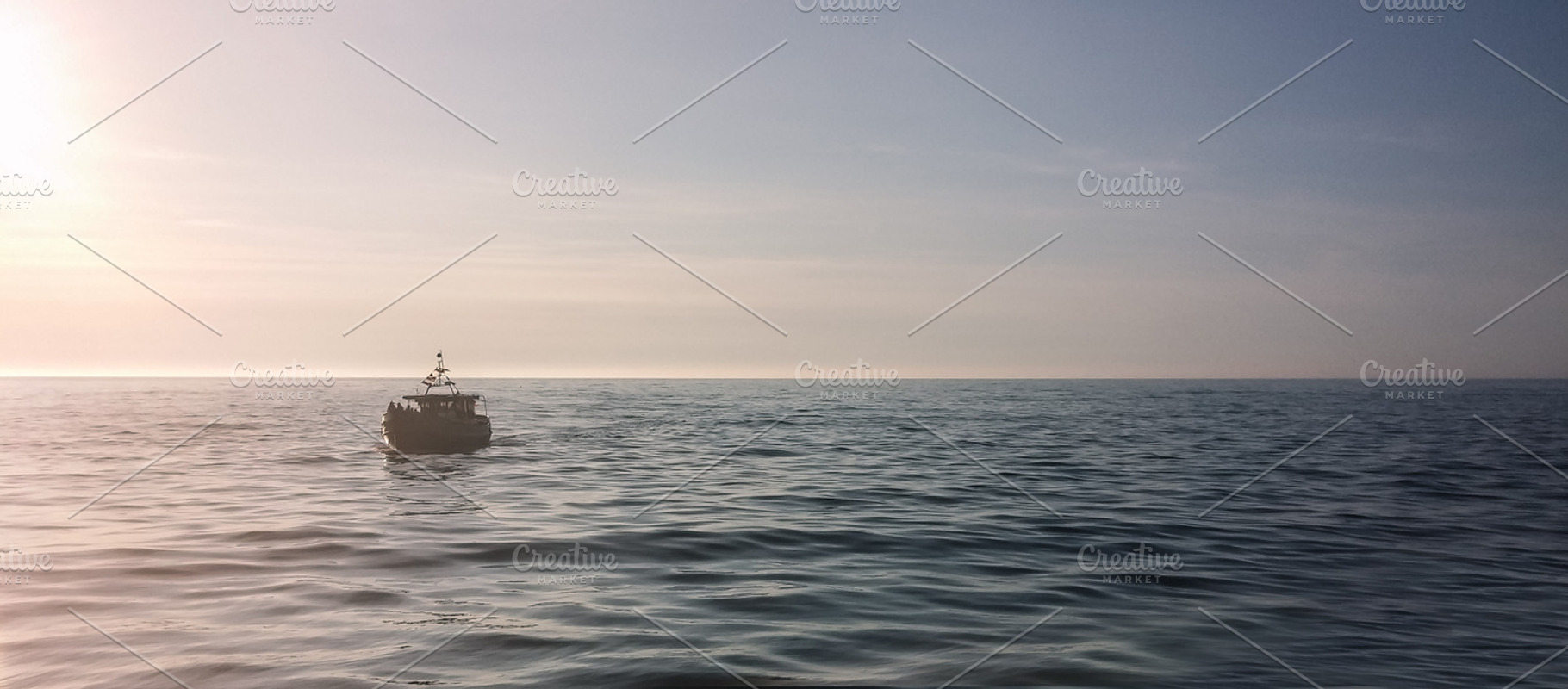 Lonely Boat At Sea