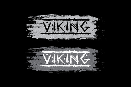 Grey banners with viking text