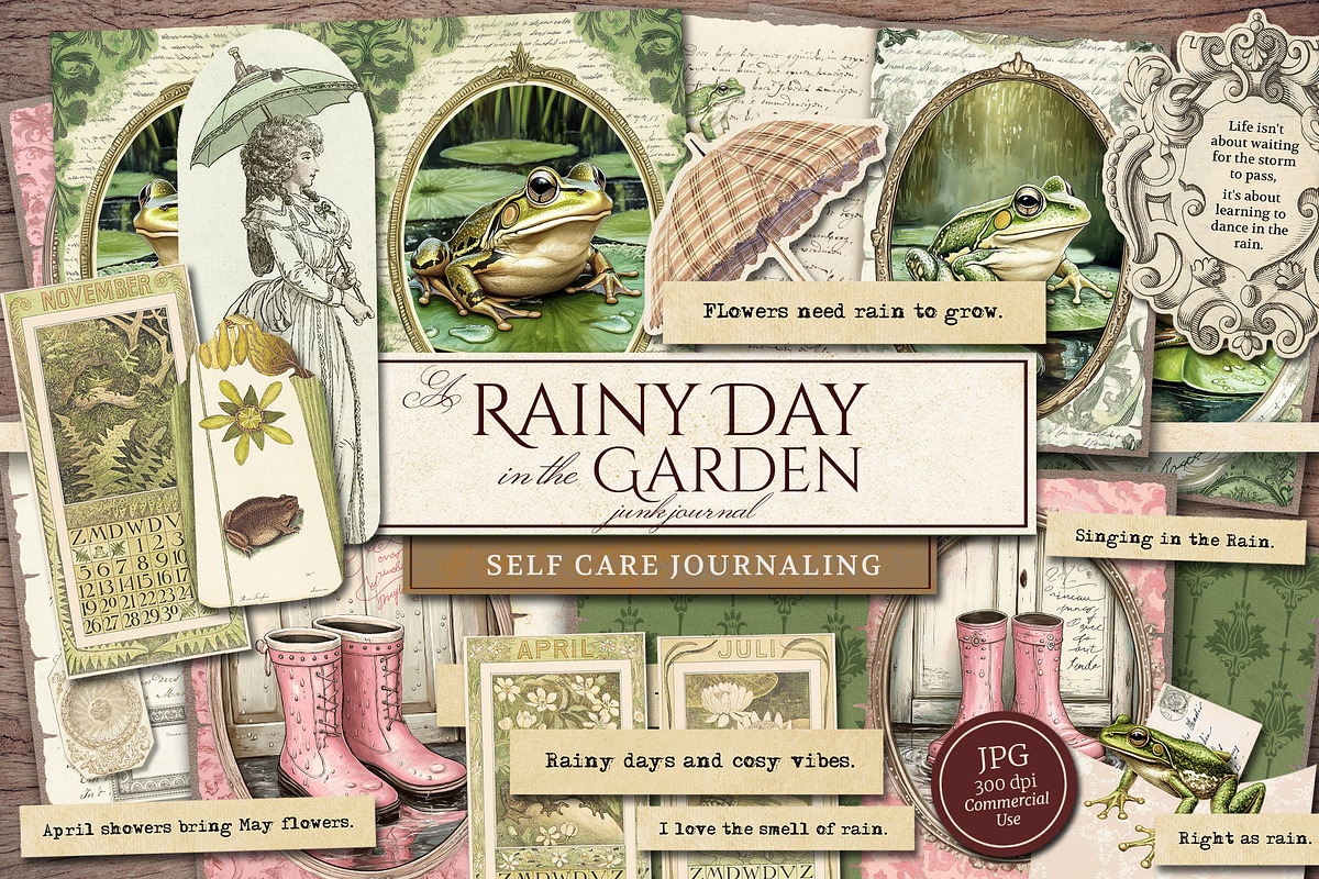 Rainy Day in the Garden Junk Journal, a Decorative Illustration by Secret Helper (Photo 1 of 8)