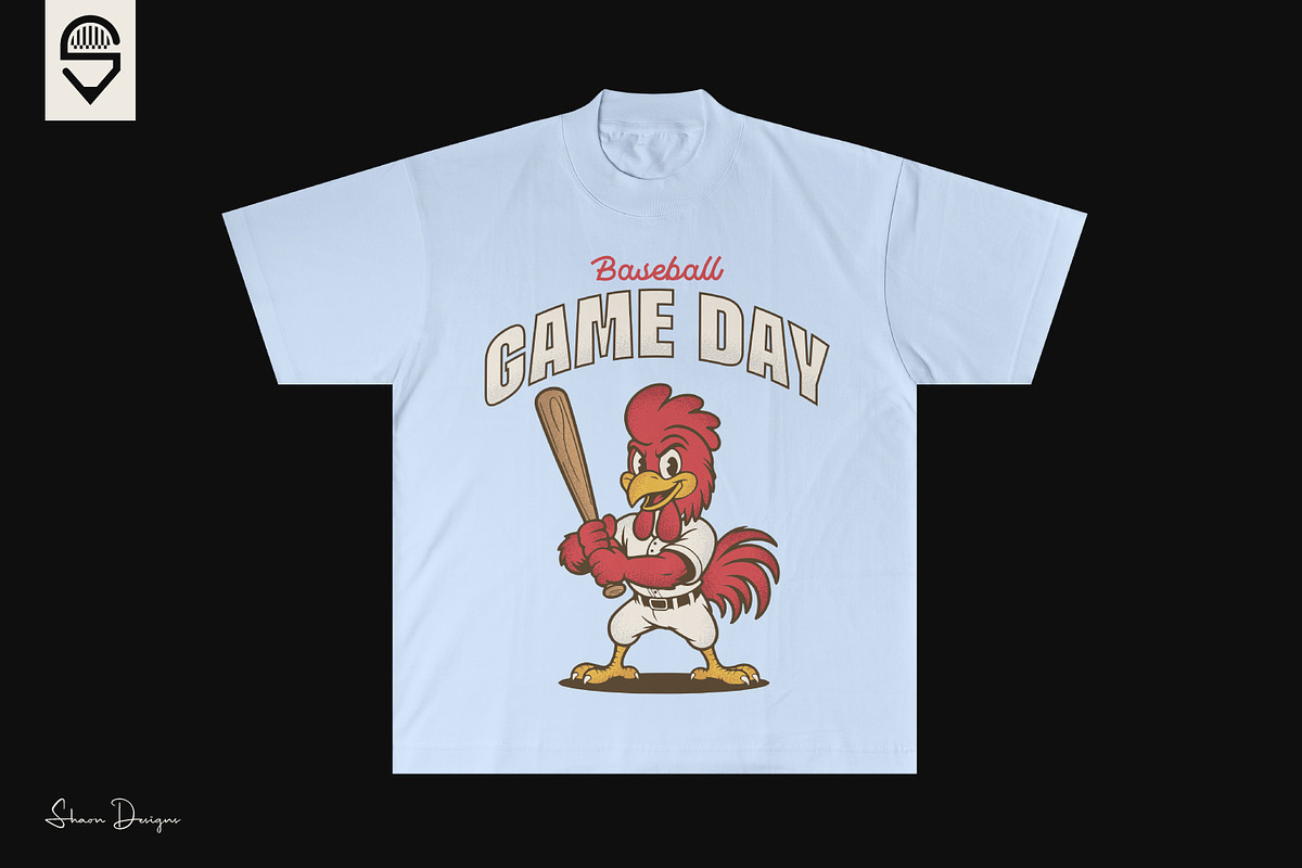 Baseball Game Day – Funny Rooster, a Sport Illustration by shaondesigns (Photo 3 of 4)