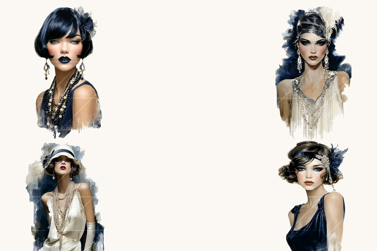 Roaring Twenties Clipart Bundle, a Person Illustration by BusyDaydesign (Photo 6 of 9)