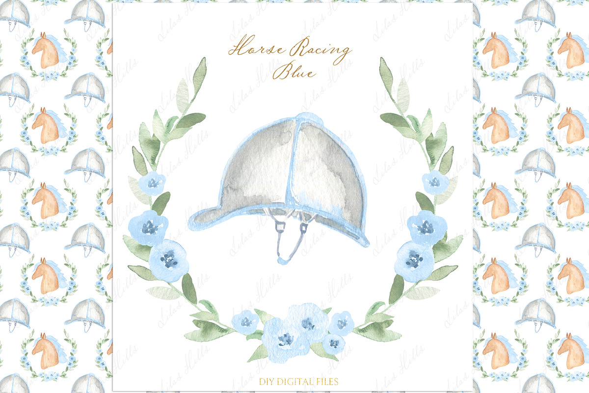 Horse Racing Blue Kentucky Derby, an Illustration by LABFcreations (Photo 1 of 6)