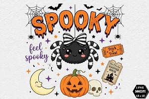 Preppy Spooky Halloween PNG, a Seasonal Illustration by DreamCafeArt