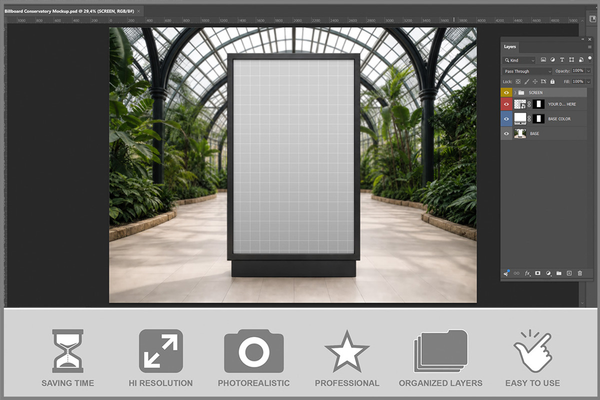Billboard Conservatory Mockup PSD, an Advertising Mockup by Bruno's Shop (Photo 2 of 3)