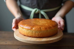 Baker Holding Freshly Baked Cake on, a Food & Drink Photo by Stock Shape