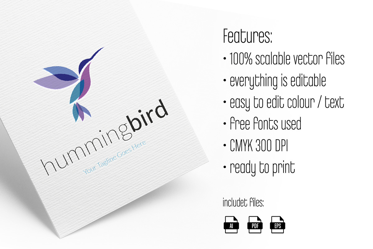 hummingbird logo, a Branding & Logo Template by vectorlogos89 (Photo 1 of 2)