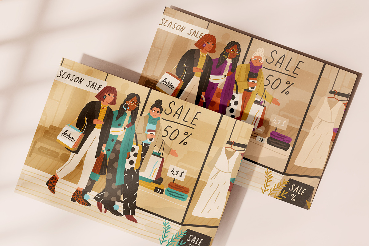Trendy girls going shopping together, a Person Illustration by Good Studio (Photo 3 of 3)