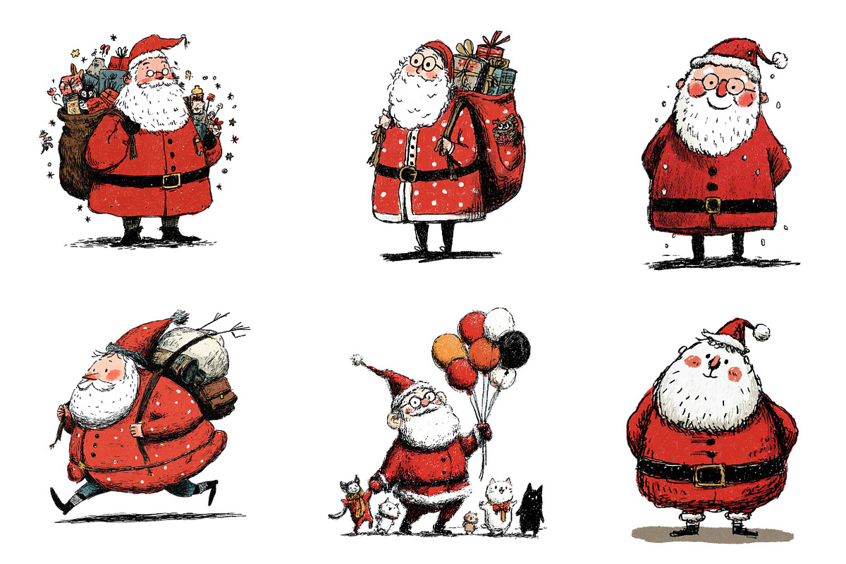 Whimsical Funny Santa clipart, an Illustration by CreationArt (Photo 3 of 5)