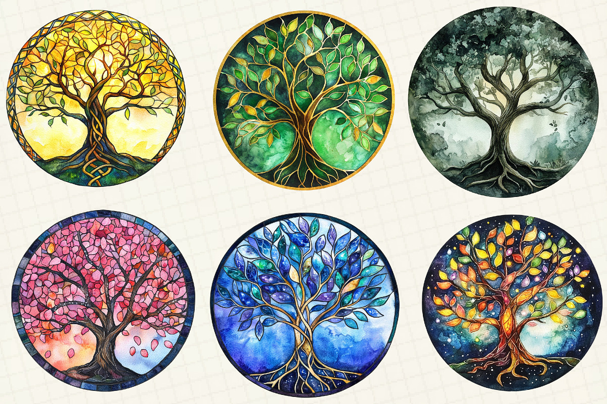 Tree of Life Stained Glass Clipart, an Illustration by OK Design (Photo 5 of 5)