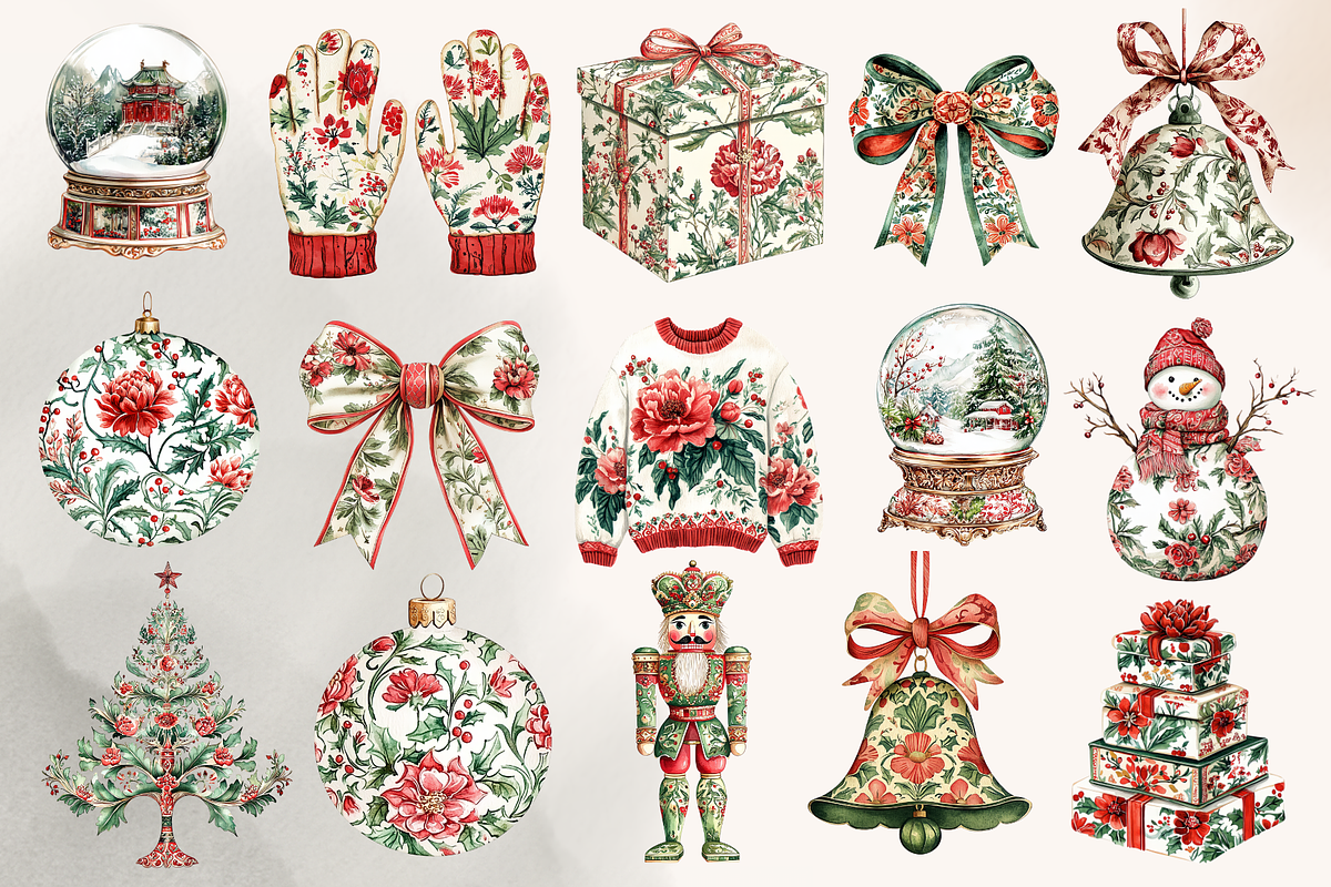 Chinoiserie Red & Green Christmas, an Illustration by NadiaTheronArt (Photo 3 of 4)