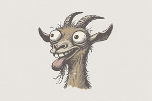 Funny Crazy Goat PNG, Whimsical, an Illustration by SharpMarketplace