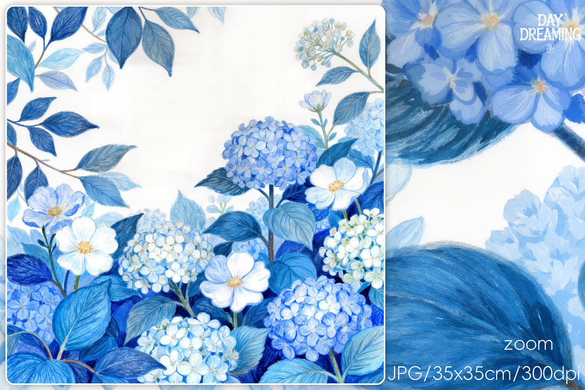 Serene Blue Hydrangea, a Decorative Illustration by yahu88studio (Photo 1 of 3)
