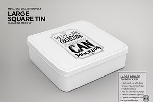 Large Square Tin Packaging Mockup