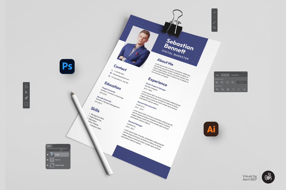 Professional Resume Template, a Flyer Template by Aam360