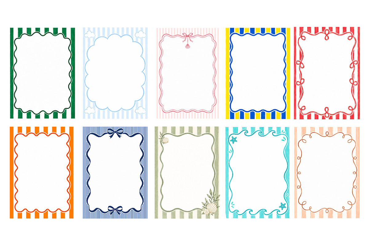 Coastal Stripe Frame PNG Bundle, a Work Illustration by Dream Creation (Photo 2 of 4)