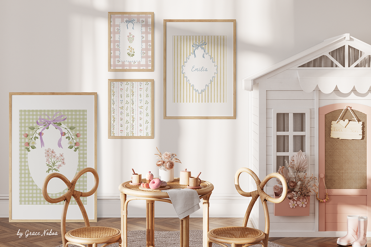 Grandmillenial whimsy flowers stripe, an Object Graphic by Grace Noboa Illustrations (Photo 9 of 14)