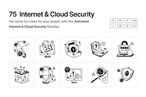 Internet and Cloud Security Icons, a Solid Icon by Prosymbols