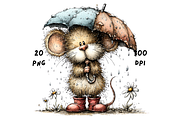Whimsical Spring Rainy Mouse, an Animal Illustration by GiraffeCreative (Thumbnail 11 of 20)