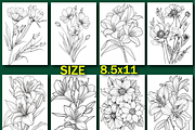 Botanical Flower Coloring Book, a Seasonal Illustration by Printable Design Store (Thumbnail 3 of 7)