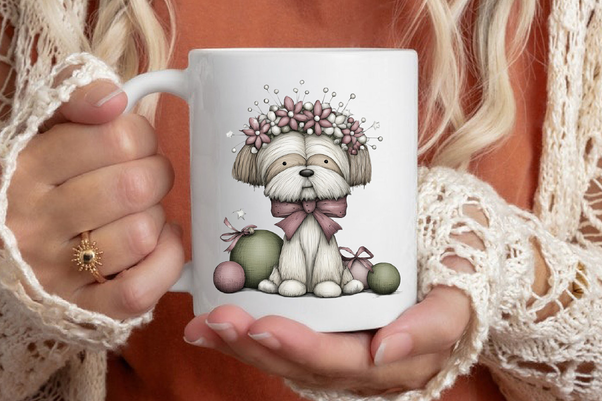 Whimsical Christmas Dog Clipart, a Seasonal Illustration by designcity5 (Photo 5 of 5)