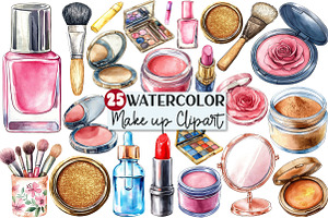 Watercolor Make up Clipart, an Illustration by Rose Art
