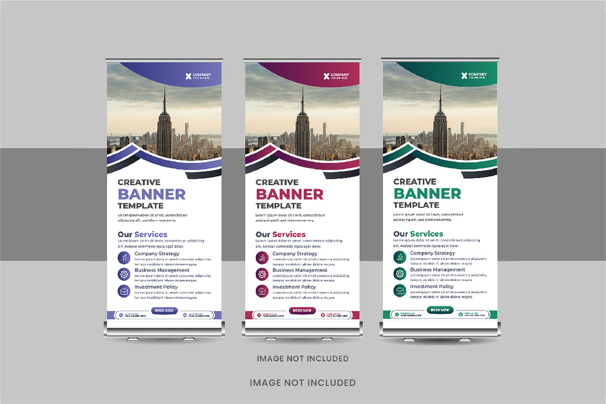 Roll-Up Banner, X Banner Design Set, a Stationery Template by Pavel_design (Photo 11 of 11)