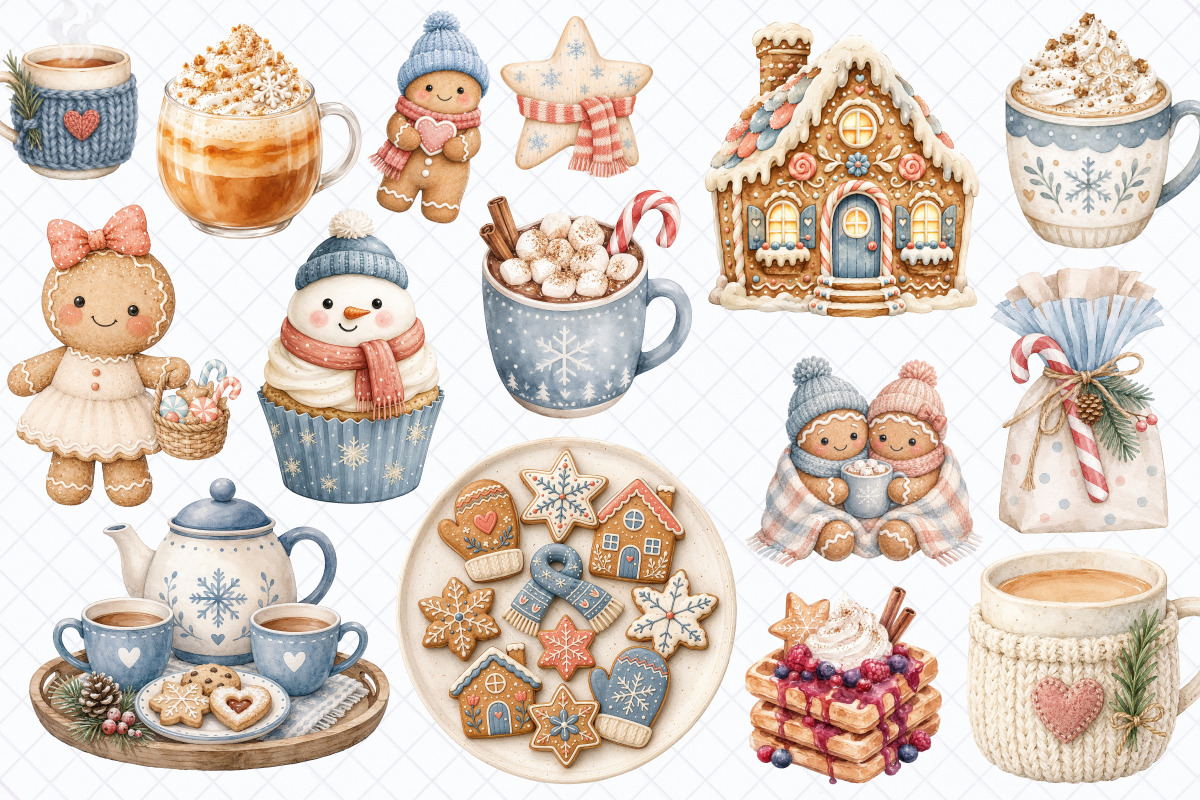 Cozy & Hygge Winter Clipart - 65 PNG, a Seasonal Illustration by Whimsy Brush Studio (Photo 5 of 9)