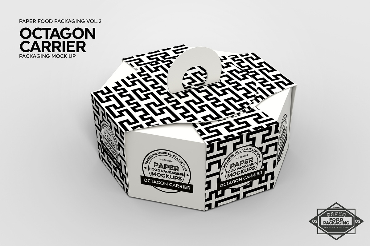 Octagon Box Carrier Packaging Mockup, a Cups & Container Mockup by INCDesign (Photo 2 of 7)