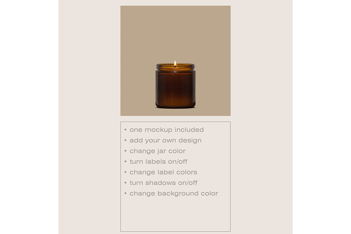 Amber Candle Jar Mockup, a Cups & Container Mockup by Copal (Photo 2 of 13)