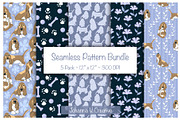Basset Puppy Floral Patterns, an Illustration by Johanna V. Creative (Thumbnail 1 of 9)