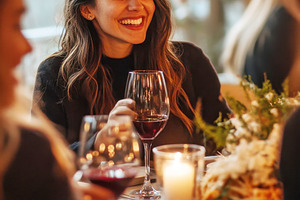 Friends enjoying dinner and laughter, a Photo by Beautiful things