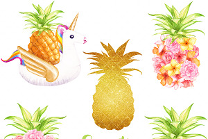 Watercolor Pineapple Cliparts