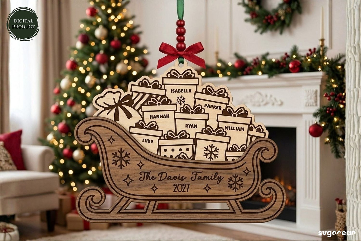 Santa Sleigh Ornaments SVG Bundle, a Decorative Illustration by svgocean (Photo 12 of 21)