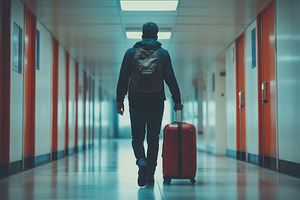 With a suitcase in one hand, a Photo by Pavel_design
