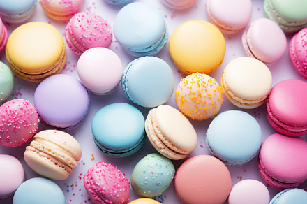 Colorful macarons dessert background, a Food & Drink Photo by AlyaAnd