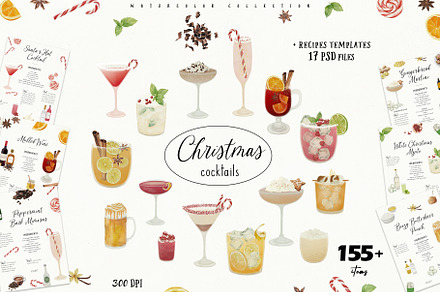 Christmas Cocktails Holiday clipart