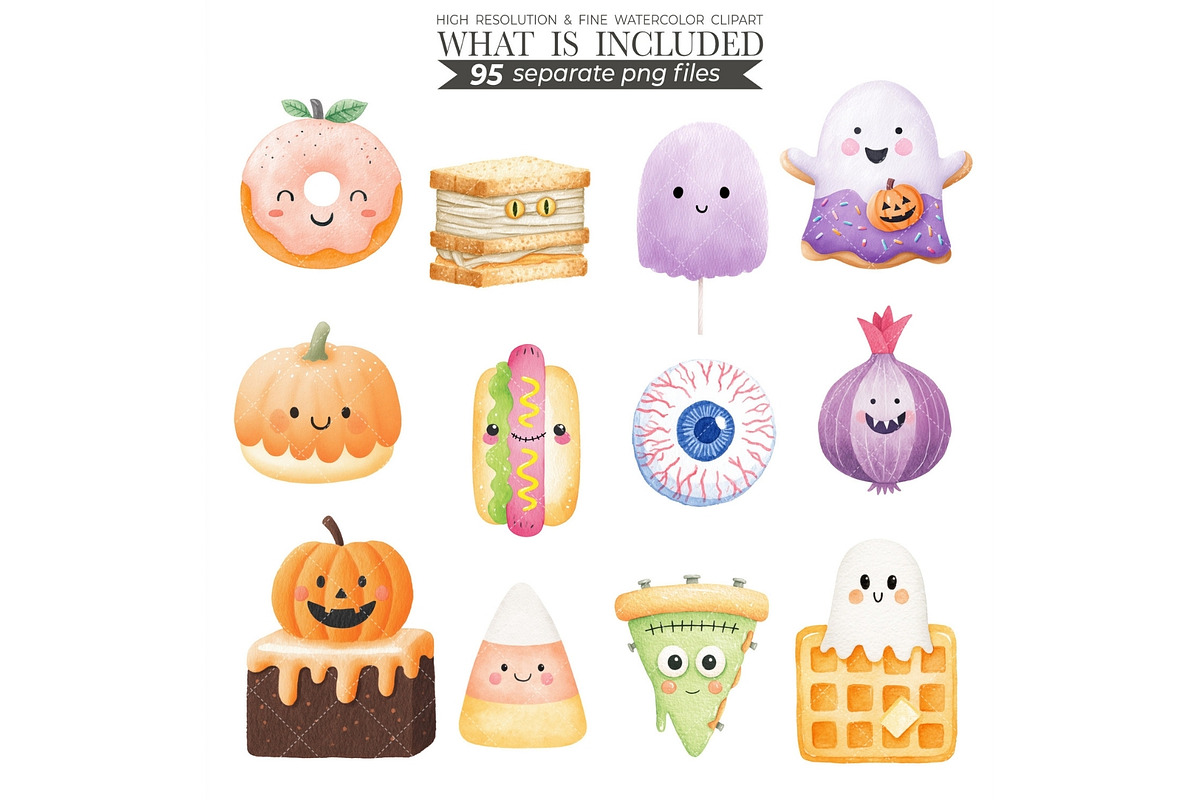 Watercolor Halloween Treats Clipart, an Illustration by CharmClipart (Photo 3 of 10)