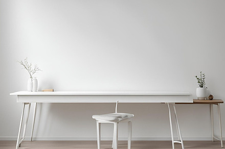 White wall minimalist still life, an Architecture Photo by ComfortQ
