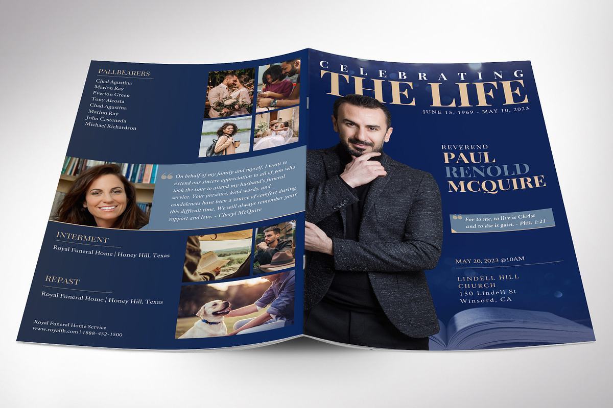 Blue Life Funeral Program Template, a Brochure Template by Godserv Designs (Photo 1 of 11)