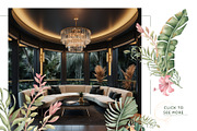 Tropical leaves and birds watercolor, an Illustration by Kate Lanbina (Thumbnail 4 of 19)