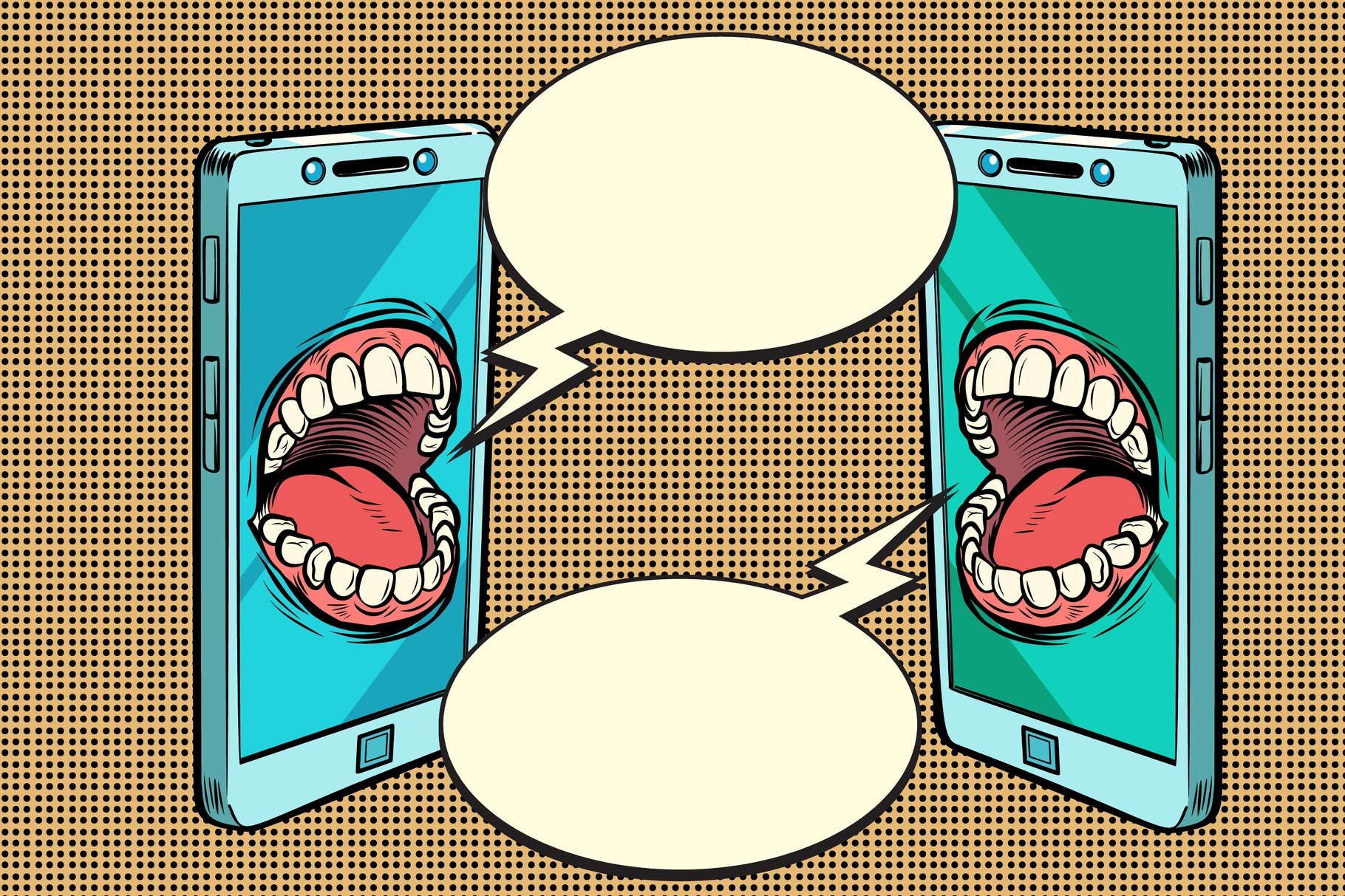 Chat communication by phone concept, an Object Illustration by rogistok