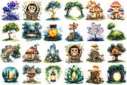 Magical Forest Clipart,Watercolor Fo, an Illustration by Sublimation Artist (Thumbnail 2 of 6)