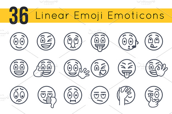 Linear Emoji Emoticons Smiley Faces