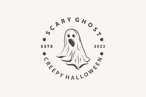 Spooky Ghost Logo Simple Halloween, a Branding & Logo Template by Maylianaw28