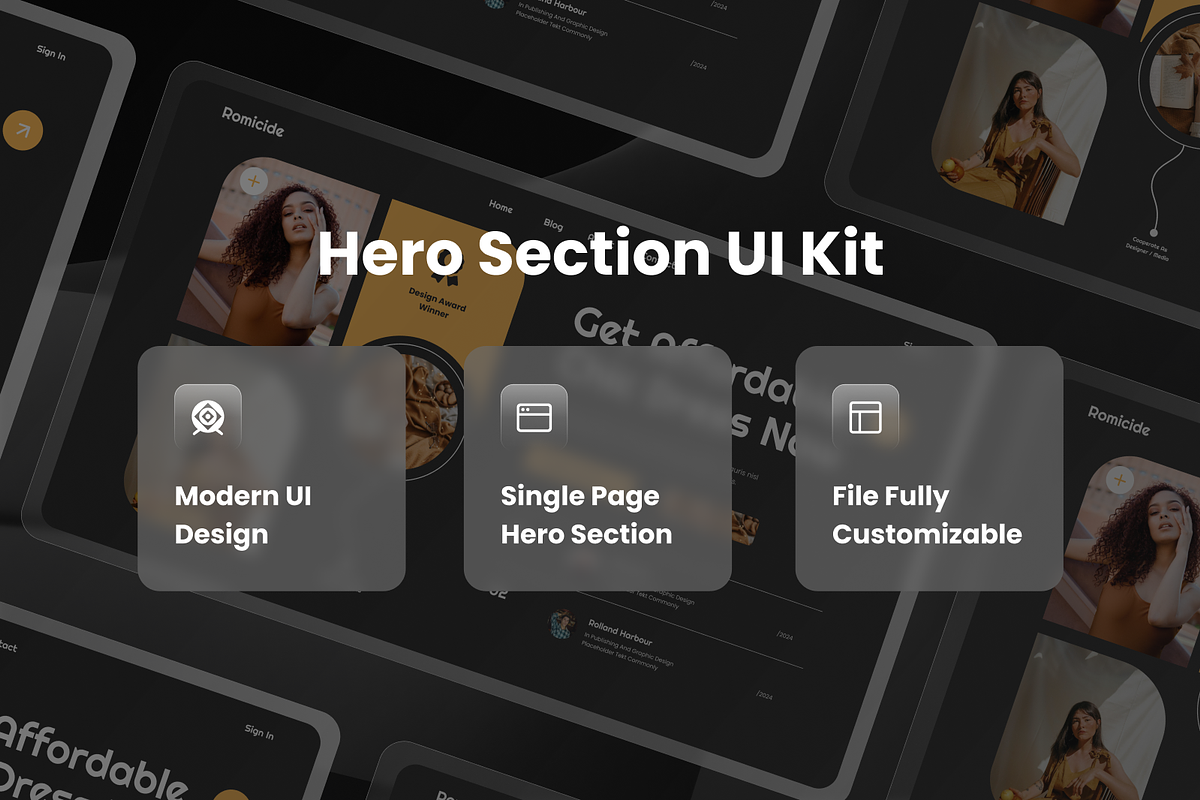 Romide - E-comerce Hero Header, an UI Kit Template by SquidPixey (Photo 3 of 3)