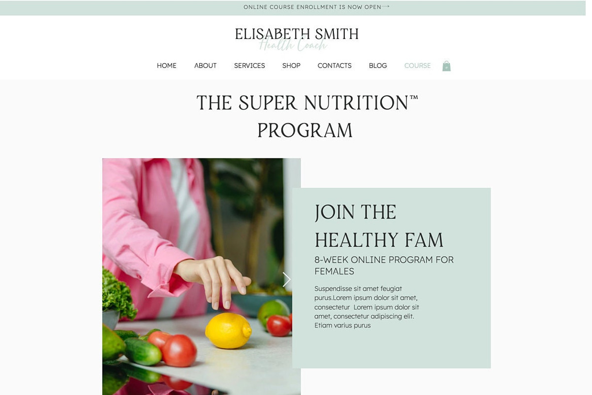 Wix Nutritionist Website Template, a Wix Template by Presentibox (Photo 2 of 10)